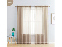 Sand color Rod Pocket Sheer Curtains Pair (140x213cm)