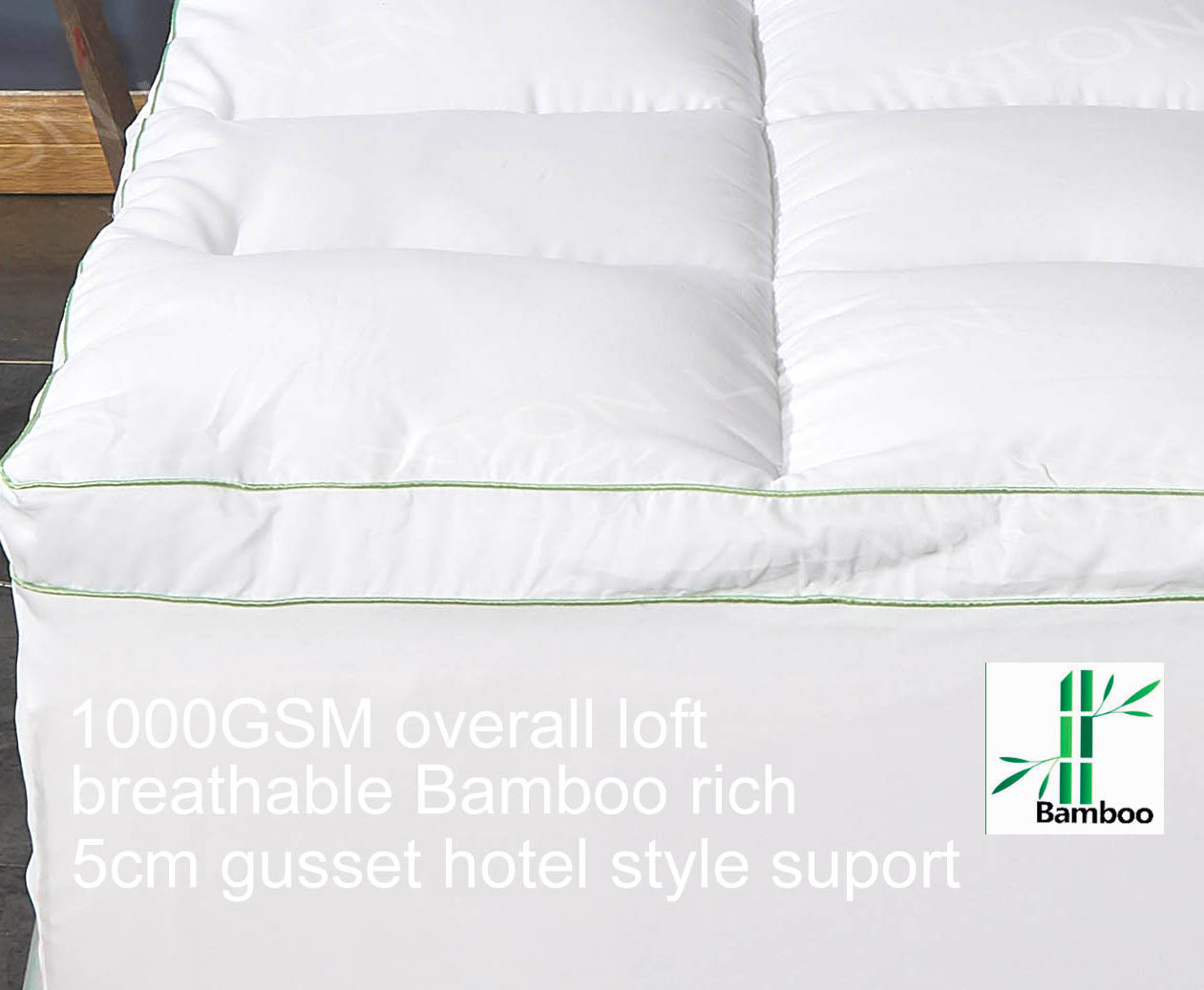 1000GSM Bamboo Mattress Topper Hotel Style with 5cm Gusset ( Queen / King /  Double / King Single / S