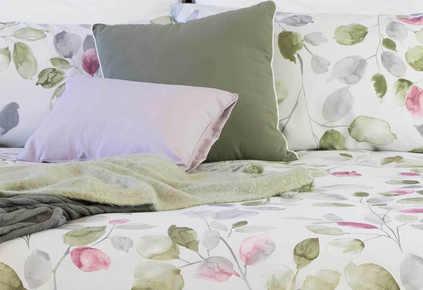 Ardor Sophia Quilt Cover Pink Green White Floral Doona Cover Set