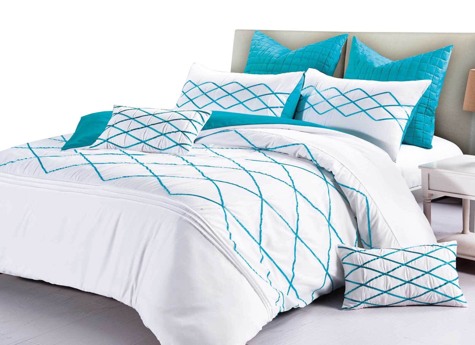 Adela Turquoise Blue Quilt Cover Doona Cover Set By Luxton