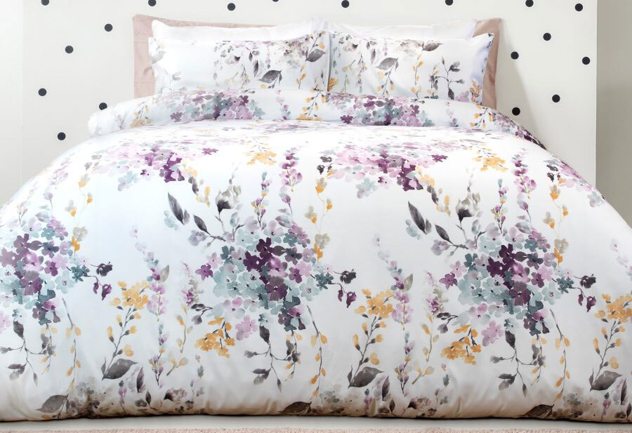 Cream Yellow Alicia Floral King Size Duvet Cover Set Vintage Bedding