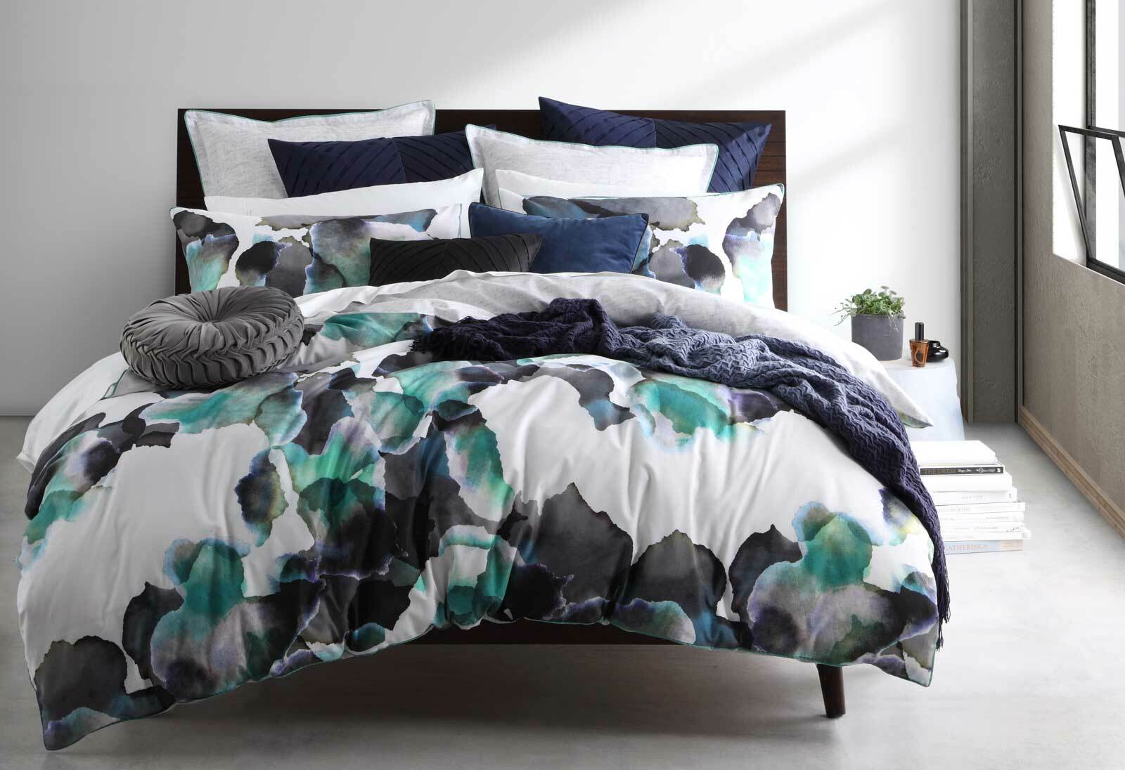 Breeze Jade Quilt Cover Set Doona Cover Set Logan And Mason