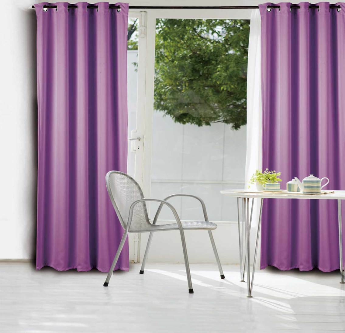 Purple Eyelet Blockout Decorative Curtain (size: 300x221cm) | Warehouse