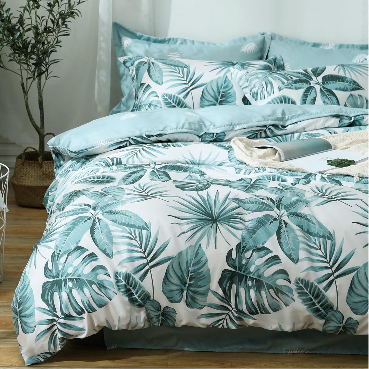 Luxton Clive Tropical Aqua Blue Quilt Cover Set In Queen King Size