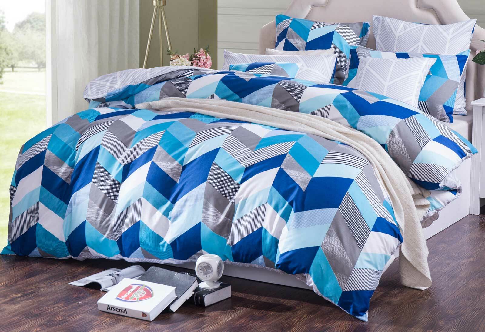 Ricoco Tory Chevron Quilt Cover Set Queen Or King Doona Cover Set