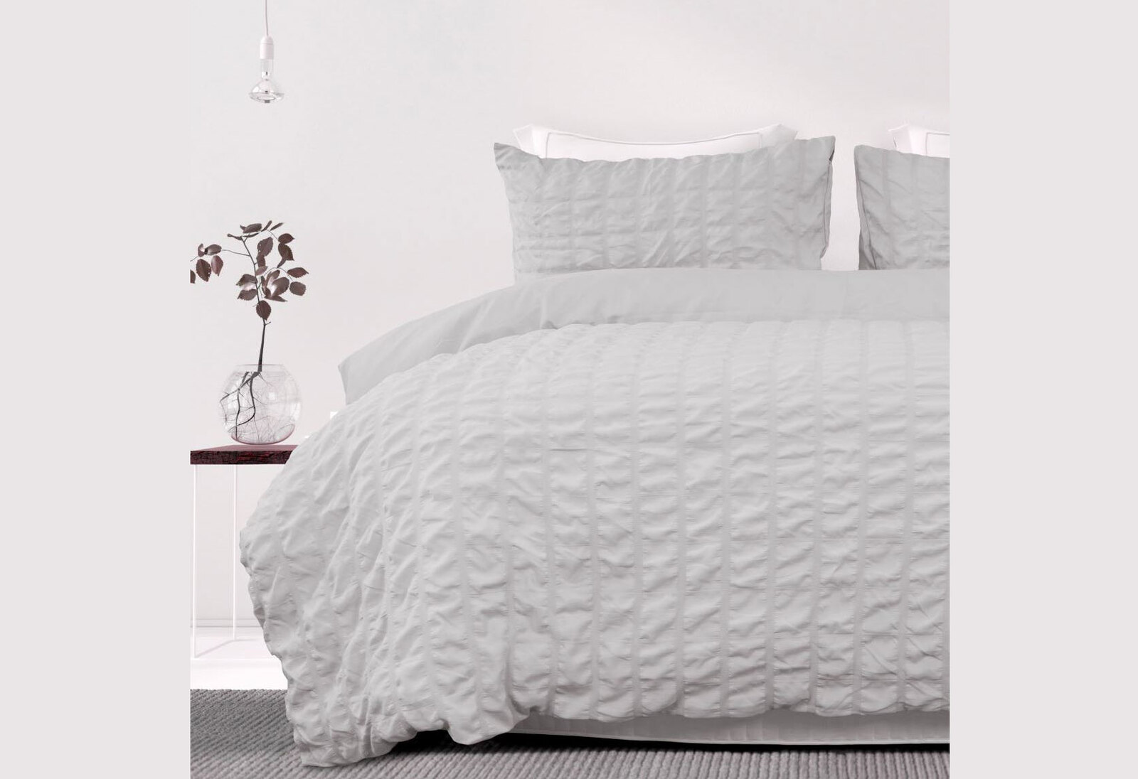 Seersucker Duvet Set Quilt Cover Bedding Set Pillowcase White