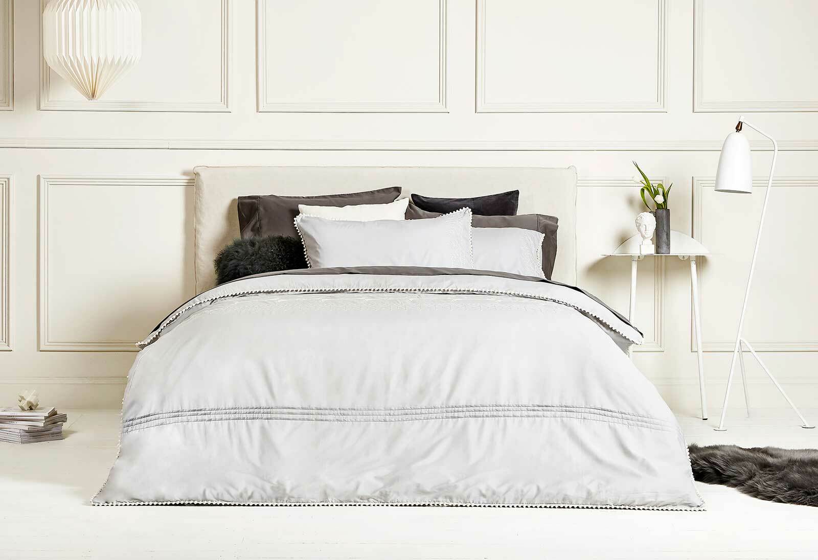 Lilah Embroidered Silver Quilt Cover Set By Ardor Manchester Direct