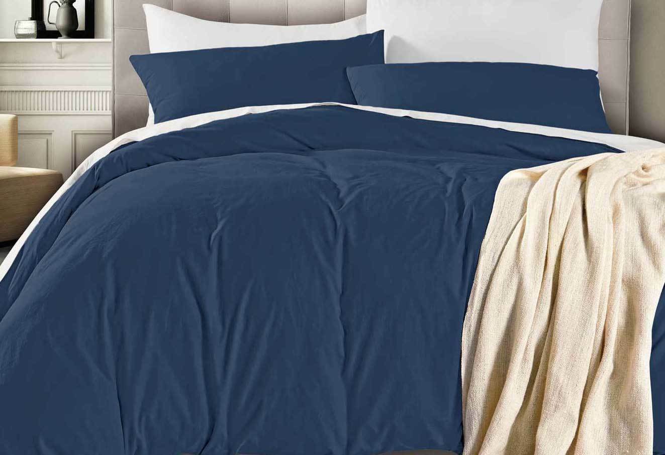 Vintage Washed Quilt Cover Set Blue Color