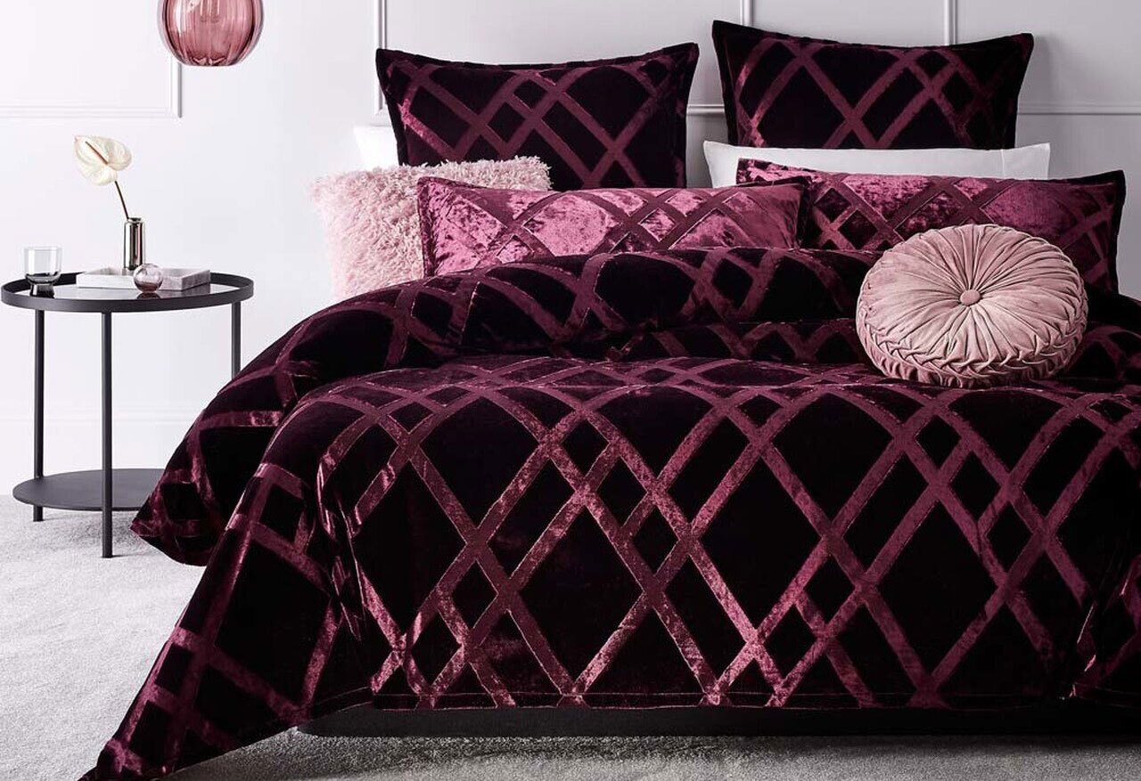 Platinum Diez Aubergine Quilt Cover Set From Logan And Mason