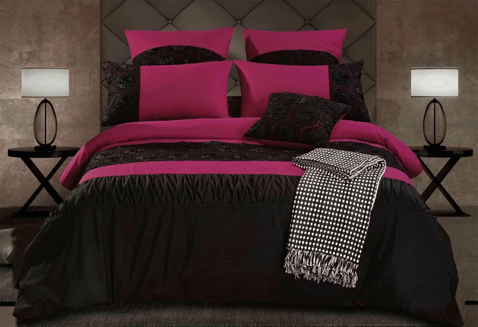 Hot Pink Black Pelili Quilt Cover Duvet Cover Set