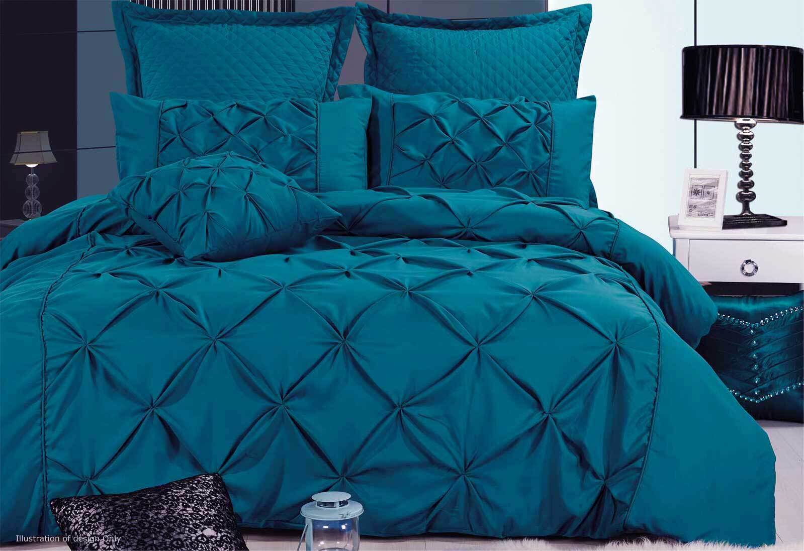Luxton Fantine Teal Blue Quilt Cover Set In King Queen Super