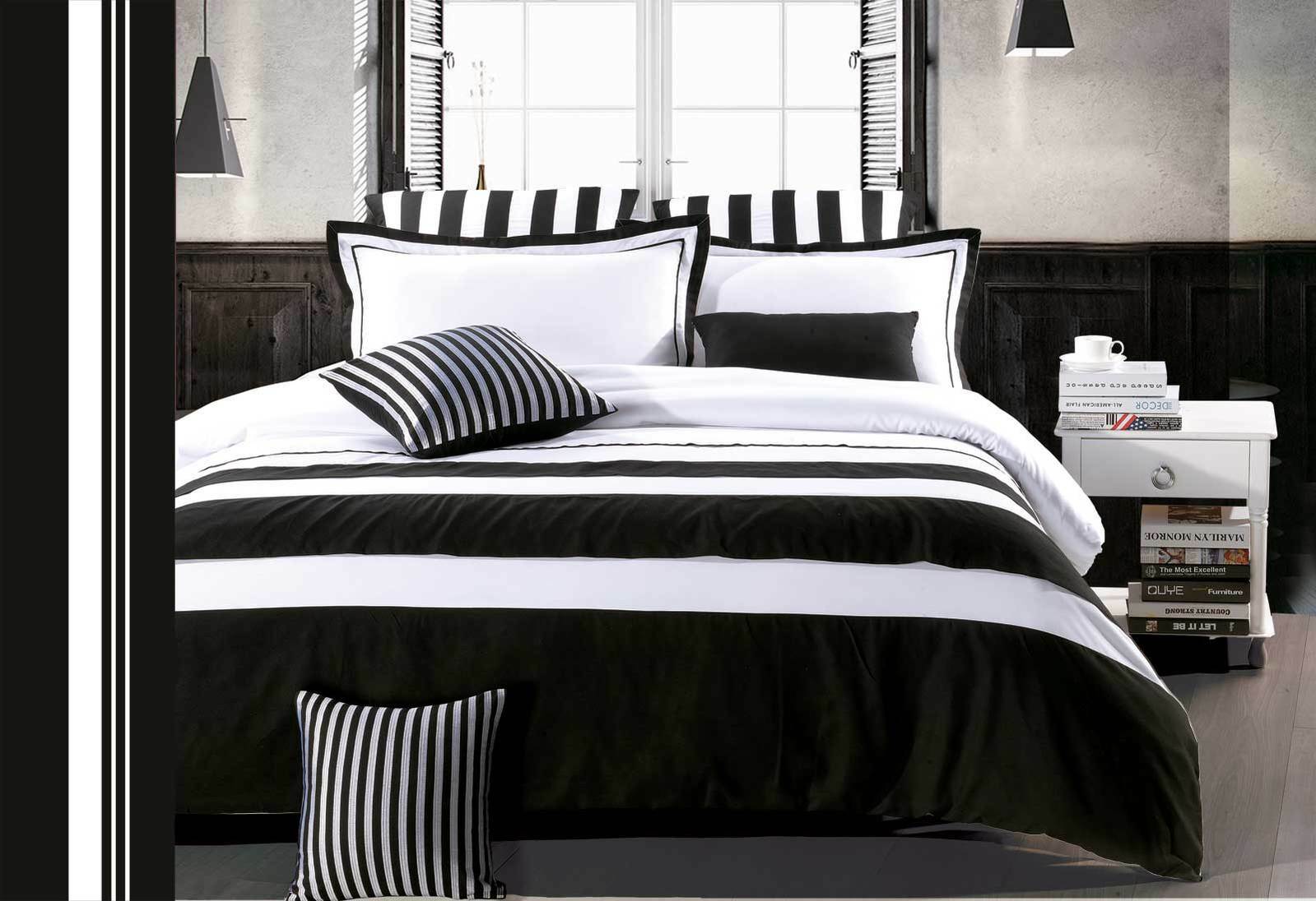 Luxton Rossier Ii Black White Striped Quilt Cover Set