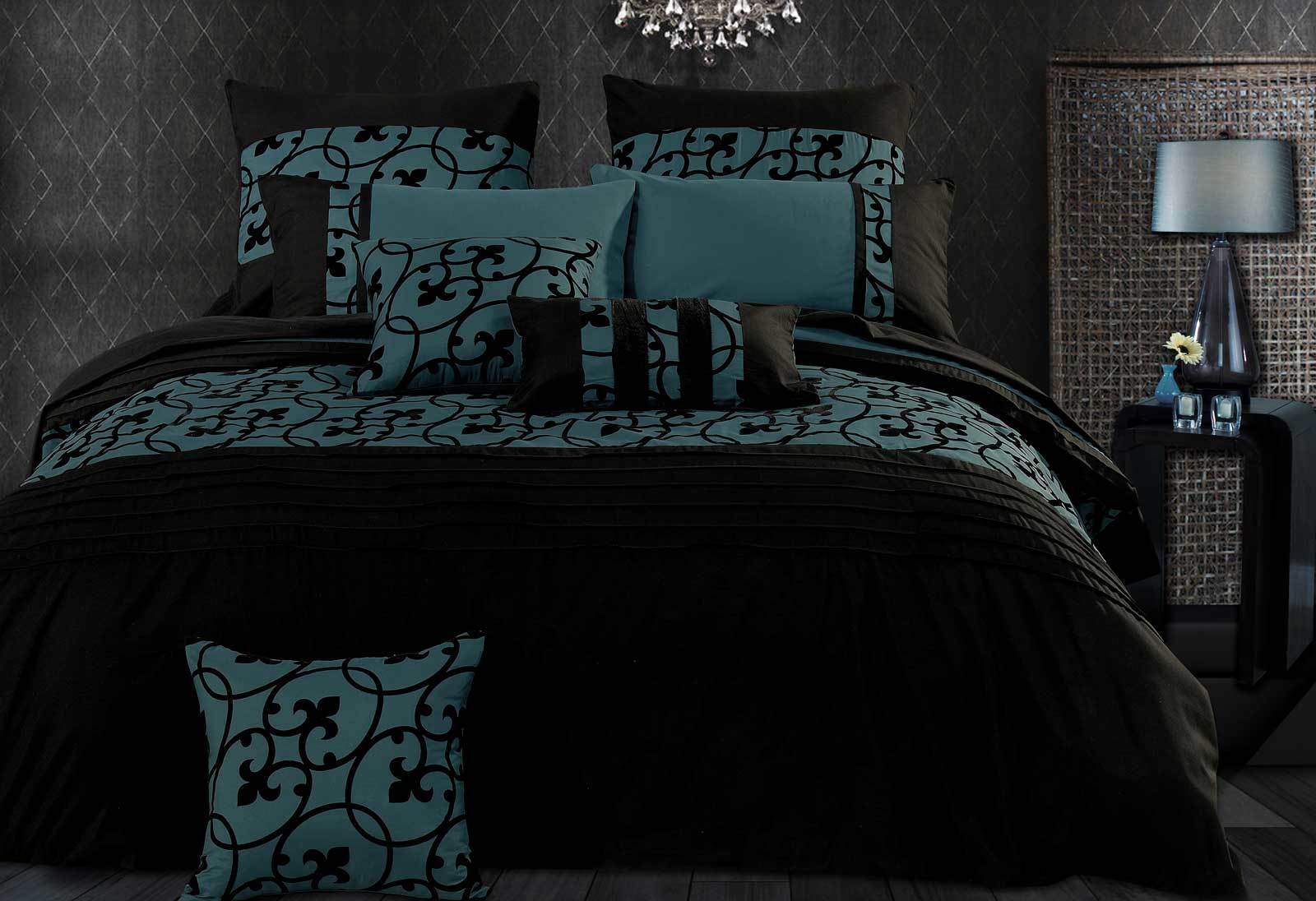 Lyde Black Teal Quilt Cover Set By Luxton Manchester Direct