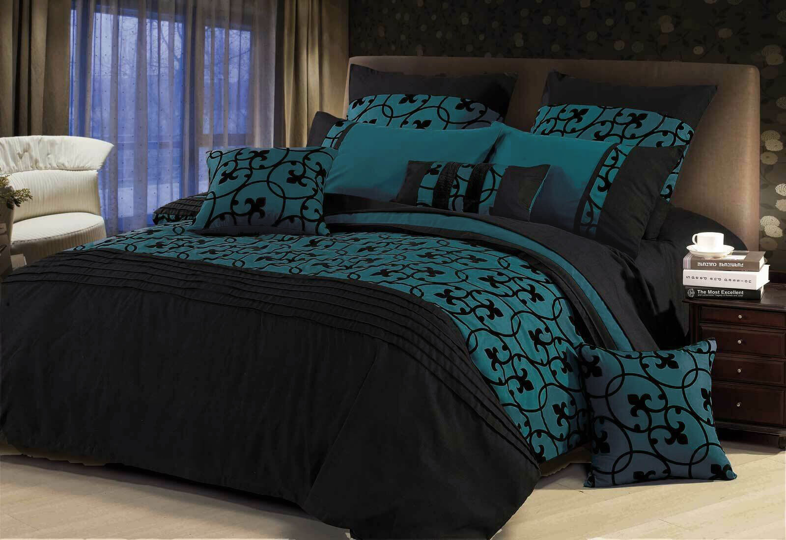 Teal queen quilt shop set