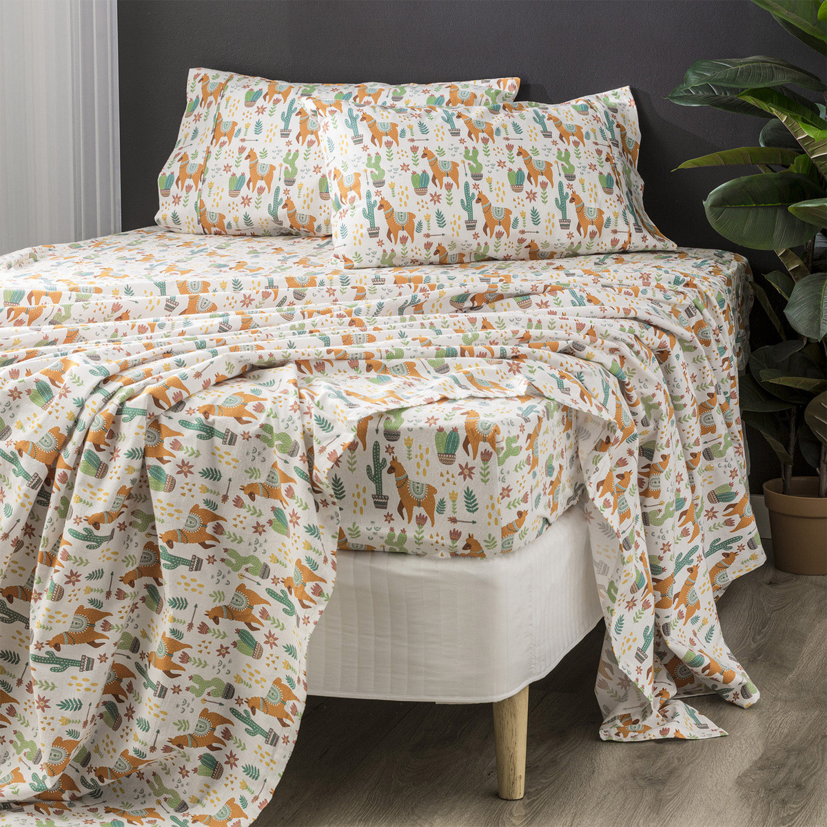Park Avenue 175 Gsm Egyptian Cotton Flannelette Sheet Set Cacti Manchester Direct Egyptian Cotton Flannelette Sheet Set, Flannelette Sheets King Size Bed
