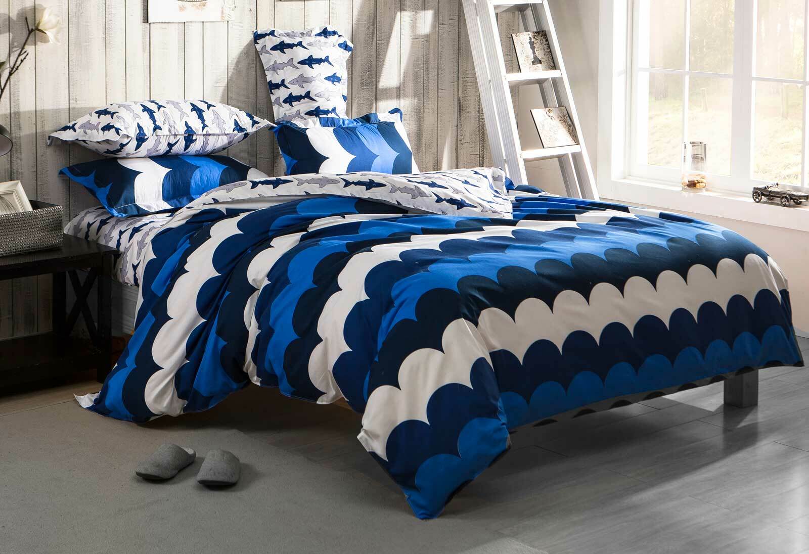 Ricoco Surf On Bed Quilt Cover Set Queen Or King Doona Cover Set