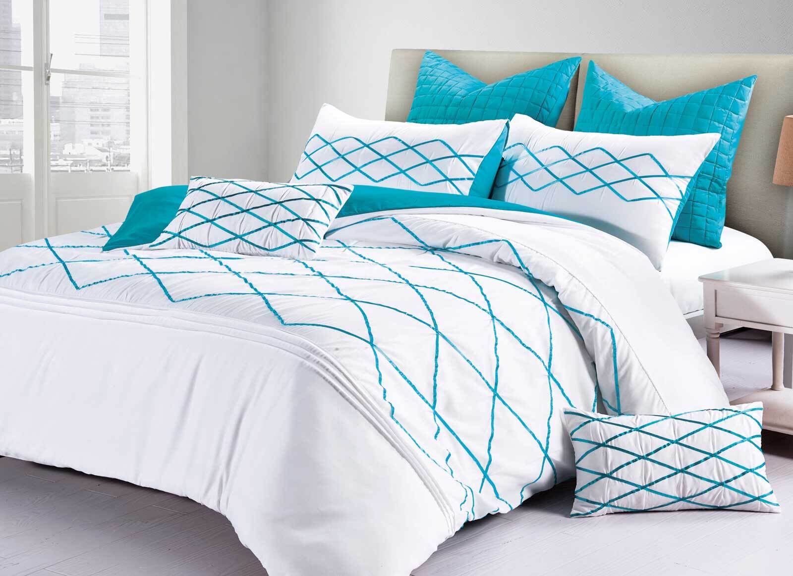Adela Turquoise Blue Quilt Cover Doona Cover Set By Luxton