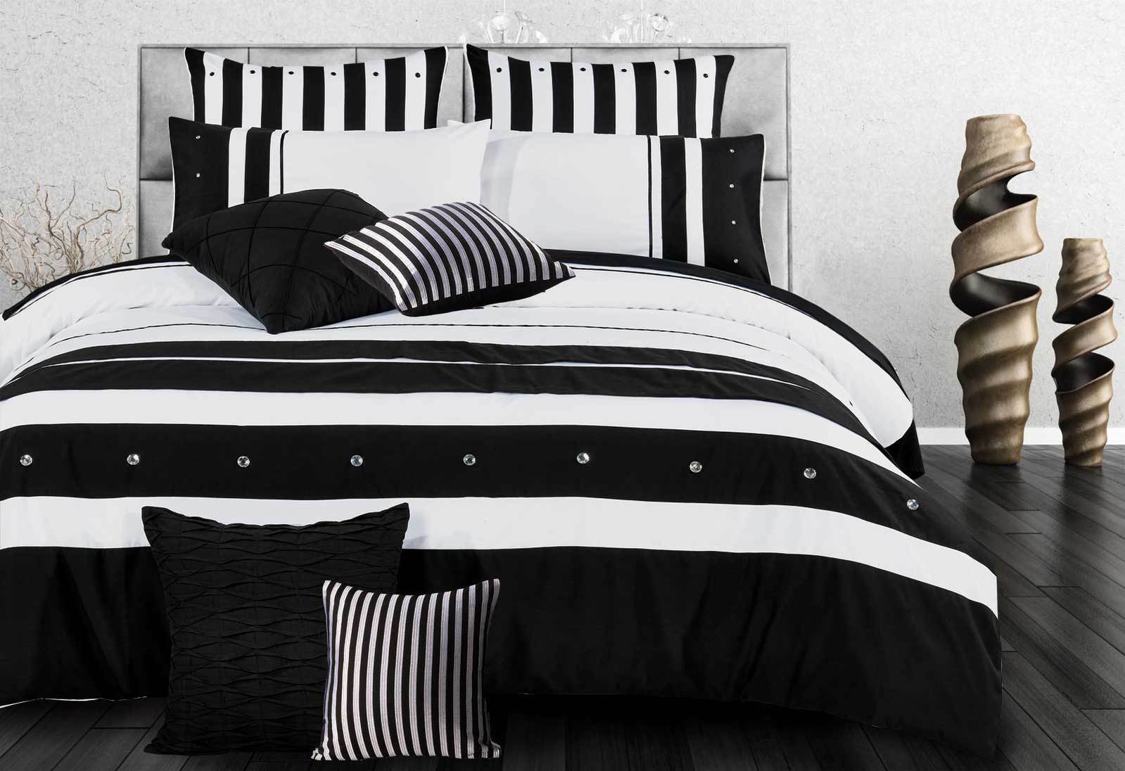 Luxton Rezzo Black White Quilt Cover Set Contrast Pattern