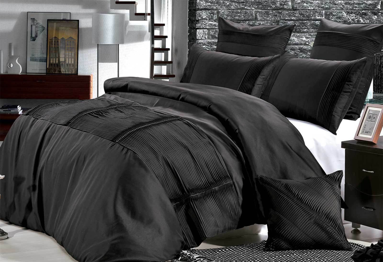 Florence Black Queen Quilt Cover Set King Size Duvet Cover Set