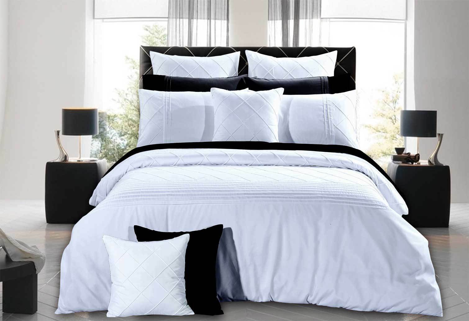 Lamere White Diamond Pintucking Quilt Cover Set By Luxton