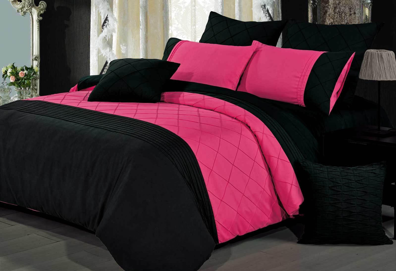Super King Falcone Quilt Cover Pintuck Hot Pink Doona 3pc Set Super King Size Luxton Falcone Hot Pink Quilt Cover Set