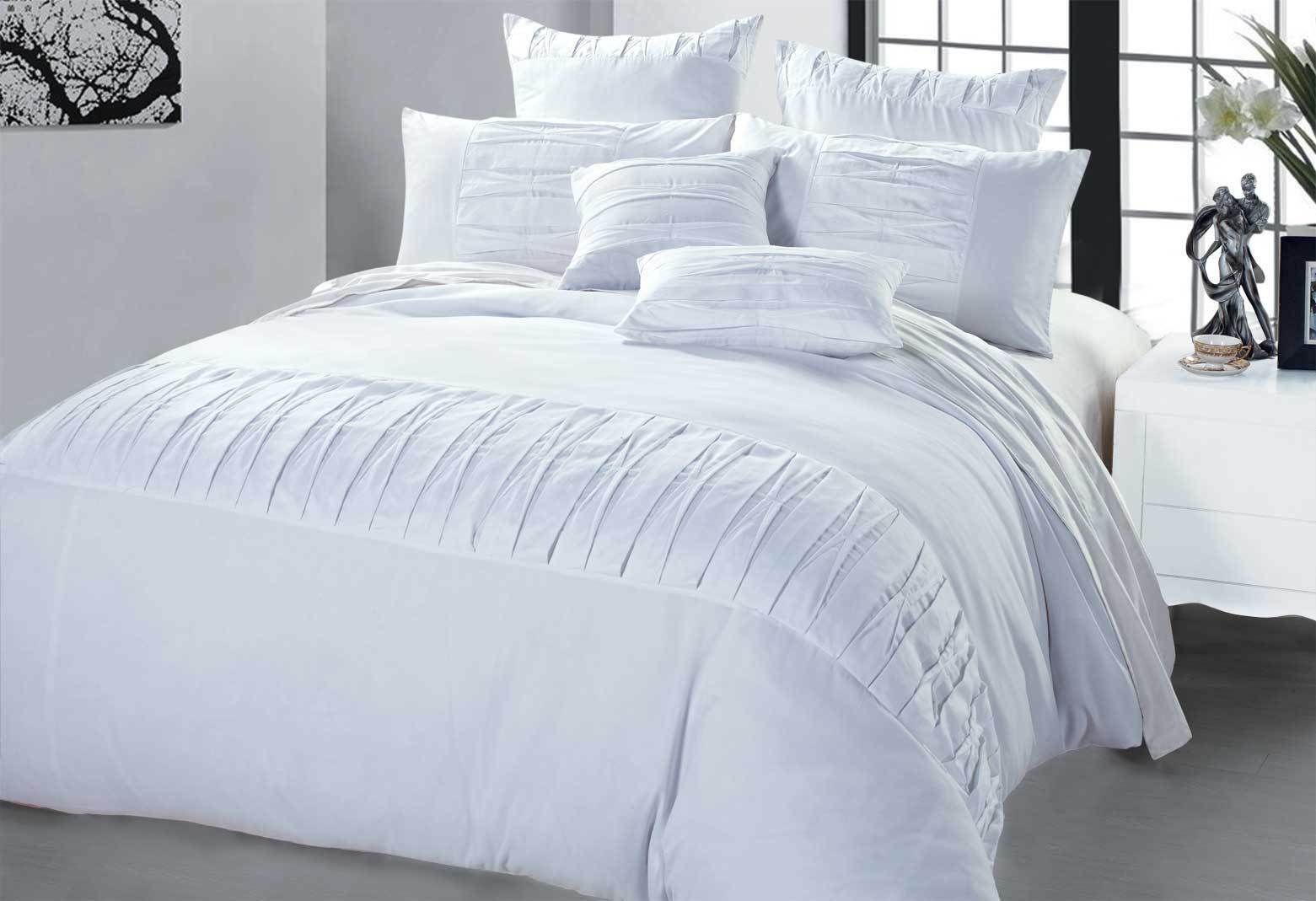 Kello White Quilt cover / Doona Cover Set in King /Queen