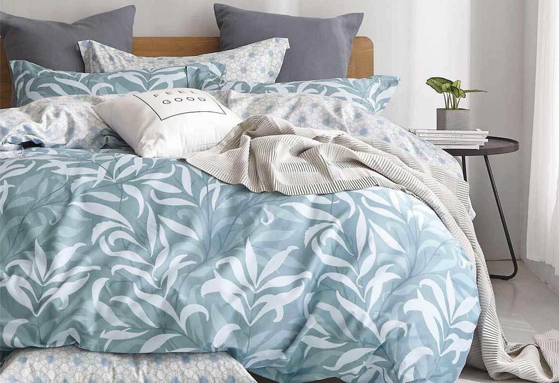 Ackley Blue Cotton Quilt Cover Set