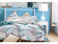Luxton Zig Ava quilt cover set with grey, duck-egg blue, off white mixed colors
