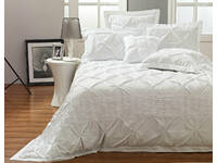 100% Cotton Seline White Quilt Cover Set with rich pintucking ( Queen size )