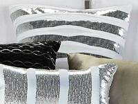Silver shiny Sequins White European Pillowcase Cover Twin Pack 65x65cm