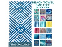Blue Abstract Zigzag Beach Towel Large 160x80cm