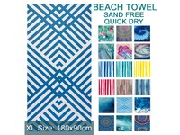 Blue Abstract Zigzag Beach Towel Extra Large 180x90cm
