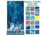 Ocean Wave Blue Beach Towel Extra Large 180x90cm