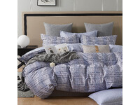 Brinley Blue Striped Matrix 100% Cotton Quilt Cover Set