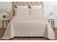King / Super King Size Madrid Cotton Quilted Coverlet Set (Beige)