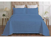 King / Super King Size Madrid Cotton Quilted Coverlet Set (Blue)