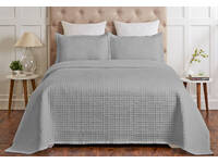 King / Super King Size Madrid Cotton Quilted Coverlet Set (Grey)