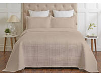 King / Super King Size Madrid Cotton Quilted Coverlet Set (Khakhi)