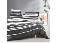 Haze Black White Striped Quilt Cover Set