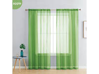 Luxton Apple Green Rod Pocket Voile Sheer Curtains [Pair] (140x213cm)