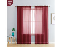 Dark Red Rod Pocket Voile Sheer Curtain Pair (140x213cm)