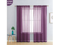 Luxton Grape Plum Purple Rod Pocket Voile Sheer Curtains [Pair] (140x213cm)
