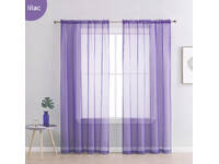 Luxton Lilac Purple Rod Pocket Voile Sheer Curtains [Pair] (140x213cm)