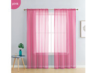 Pink Rod Pocket Voile Sheer Curtains Pair (140x213cm)