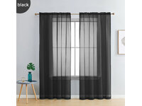Rod Pocket Voile Sheer Curtain  - Black