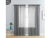 Rod Pocket Voile Sheer Curtain  - Dark Grey