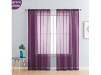 Rod Pocket Voile Sheer Curtain  - Grape Plum Purple