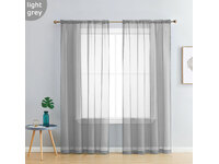 Rod Pocket Voile Sheer Curtain  - Light Grey
