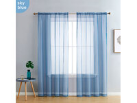 Rod Pocket Voile Sheer Curtain  - Sky Blue