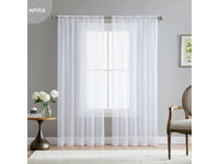 Rod Pocket Voile Sheer Curtain  - White